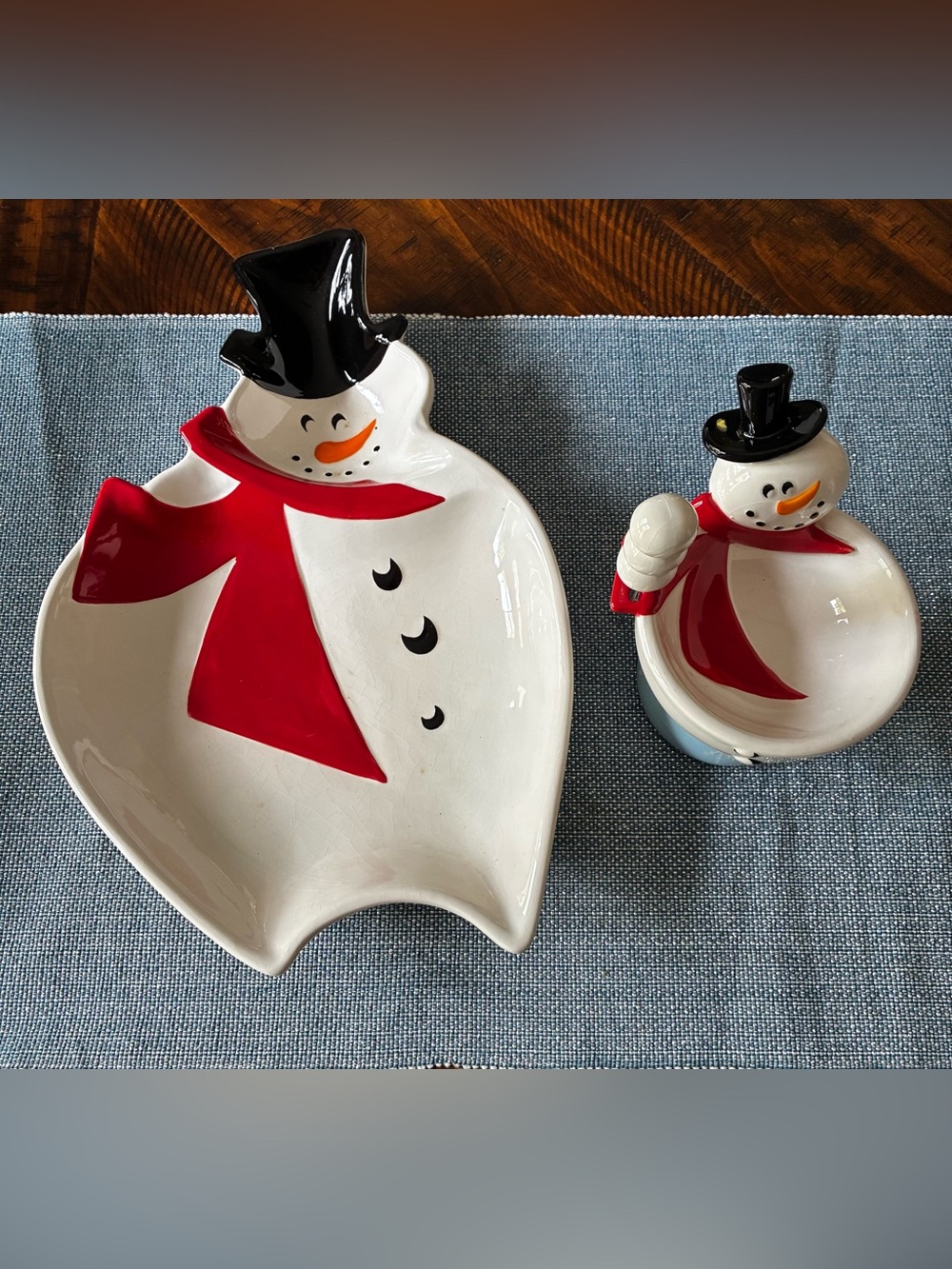 A vintage ceramic snowman Serving Dish